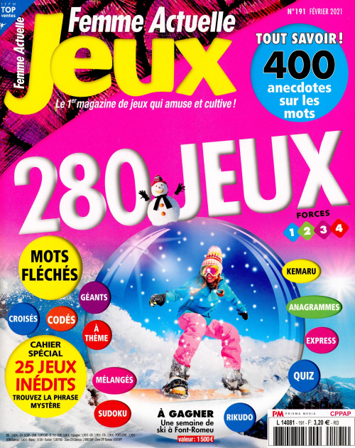 FEMME ACTUELLE a organisé le jeu concours N°1181 – FEMME ACTUELLE JEUX magazine n°44